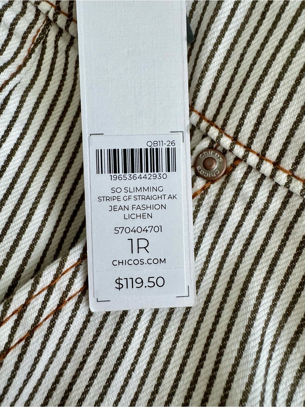 Chico’s Women’s So Slimming Girlfriend Stripe Straight Leg Pants NWT Size 8 - Picture 14 of 16